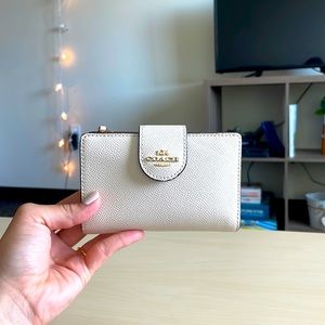 Coach white zip wallet